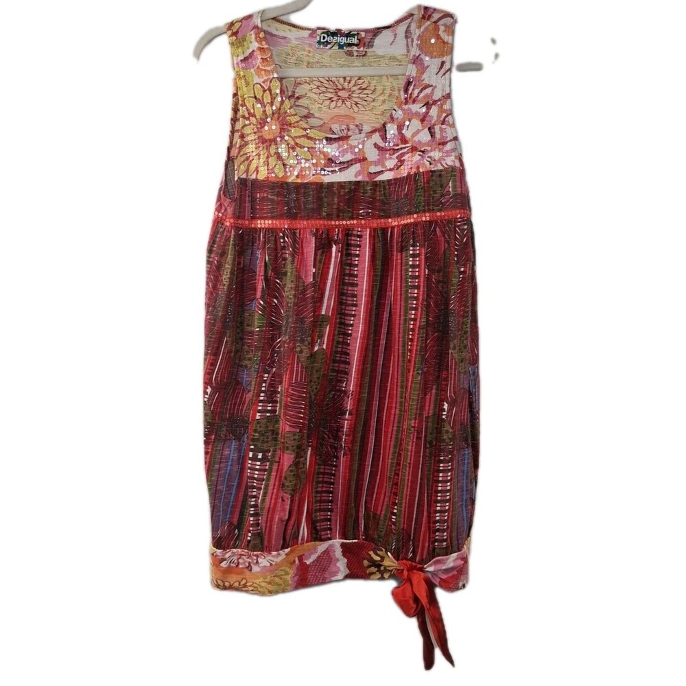Boho Multicolor Women's Tunic/Dress Desigual Size XL Sleeveless Festival Fairy